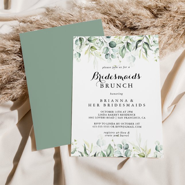 Watercolor Eucalyptus Bridesmaids Brunch Shower  Invitation (Creator Uploaded)