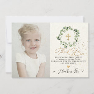 Watercolor Eucalyptus Communion Thank You Invitation