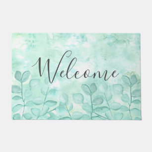 Watercolor Eucalyptus Design  Doormat