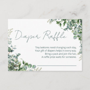 Watercolor Eucalyptus Diaper Raffle Card   Greener