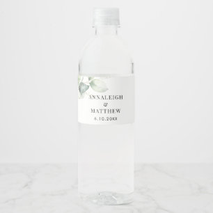 Watercolor Eucalyptus Elegant Bridal Shower Water Bottle Label