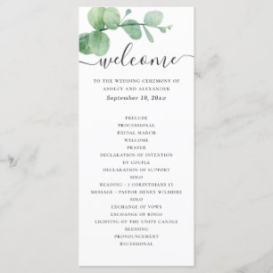Watercolor eucalyptus. Elegant script wedding Program