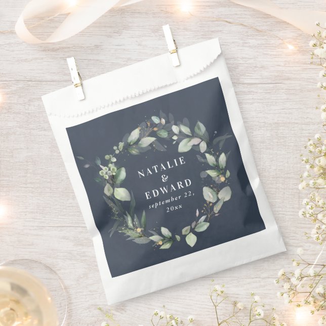Watercolor eucalyptus elegant wedding party favour bag (Clipped)