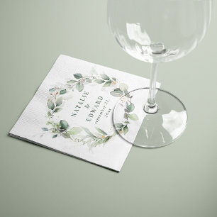 Watercolor eucalyptus elegant wedding party favour napkin