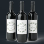 Watercolor eucalyptus elegant wedding party favour wine label<br><div class="desc">Watercolor eucalyptus elegant green wedding party favour decor wine label. Part of a complete wedding suite</div>