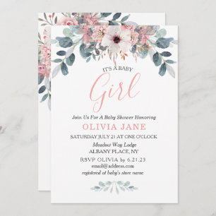 Watercolor Eucalyptus Floral Baby Shower  Invitation
