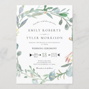Watercolor Eucalyptus Floral Greenery Wedding Invitation