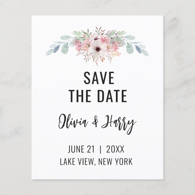 Watercolor Eucalyptus Floral Save The Date Flyer  (Front)