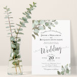 Watercolor Eucalyptus Foliage Rustic Boho Wedding Invitation<br><div class="desc">This wedding invitation is rustic, beautiful, elegant, and chic. It features a hand painted watercolor design with sprigs of eucalyptus leaves, greenery, and foliage in shades of sage green. The text includes lacy script calligraphy in a sophisticated layout. The back is a light sage green colour with a French country...</div>