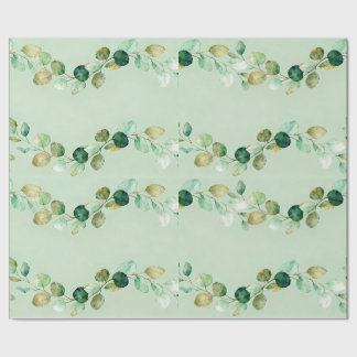 Watercolor Eucalyptus Garland Pattern Wrapping Paper