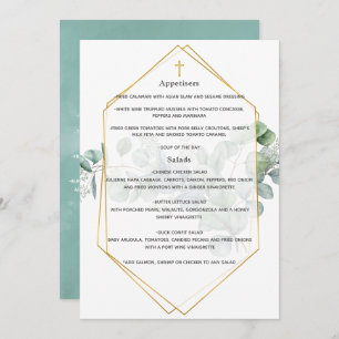 Watercolor Eucalyptus Geometric Baptism Reception Menu