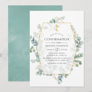 Watercolor Eucalyptus Geometric Confirmation Invitation