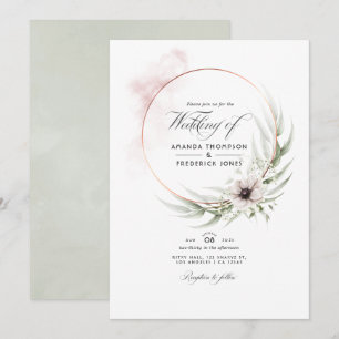 Watercolor Eucalyptus Geometric Wedding Invitation