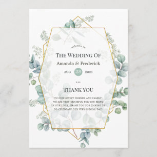 Watercolor Eucalyptus Geometric Wedding Program