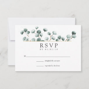 Watercolor Eucalyptus Geometric Wedding RSVP Card