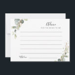 watercolor eucalyptus greenery advice card<br><div class="desc">A greenery design with beautiful green eucalyptus foliage. Feel free to change the colours and text details.</div>