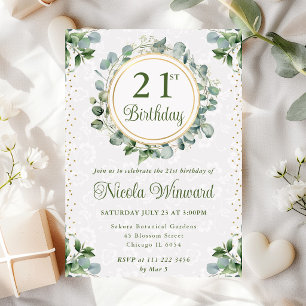Watercolor Eucalyptus Greenery Birthday Invitation