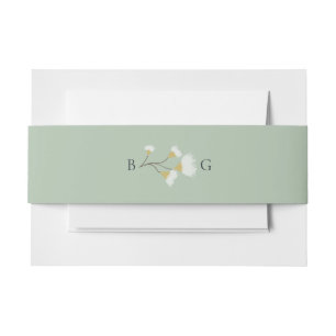 Watercolor Eucalyptus Greenery Blossoms Wedding Invitation Belly Band