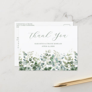Watercolor Eucalyptus Greenery Border Wedding Postcard