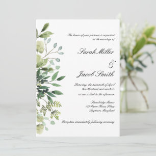Watercolor Eucalyptus & Greenery Botanical Wedding Invitation