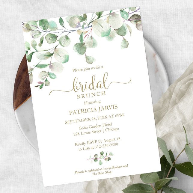 Watercolor Eucalyptus Greenery Bridal Brunch  Invitation (Creator Uploaded)
