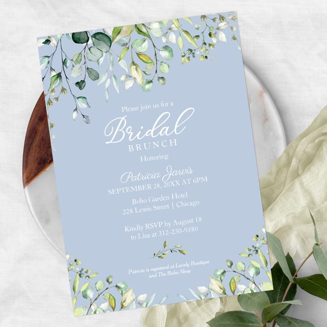 Watercolor Eucalyptus Greenery Bridal Brunch Invitation (Creator Uploaded)