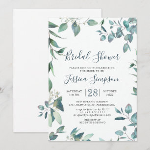 Watercolor Eucalyptus Greenery Bridal  Brunch Invitation
