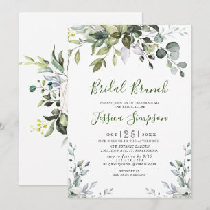 Watercolor Eucalyptus Greenery Bridal  Brunch Invitation