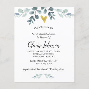 Watercolor Eucalyptus Greenery Bridal Shower Flyer