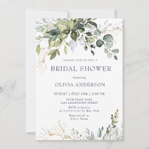 Watercolor Eucalyptus Greenery Bridal Shower Invitation