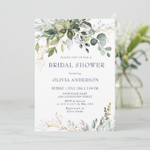 Watercolor Eucalyptus Greenery Bridal Shower Invitation