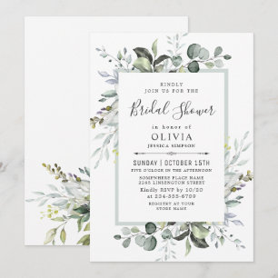 Watercolor Eucalyptus Greenery Bridal Shower Invitation