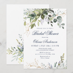 Watercolor Eucalyptus Greenery Bridal Shower Invitation