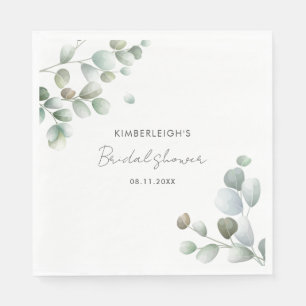 Watercolor Eucalyptus Greenery Bridal Shower Paper Napkin