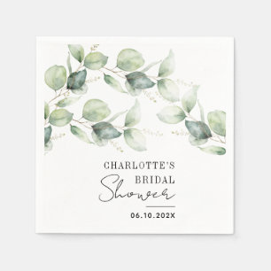 Watercolor Eucalyptus Greenery Bridal Shower Paper Napkin