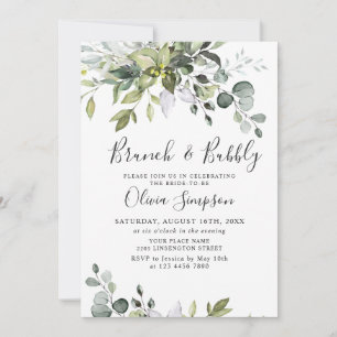 Watercolor Eucalyptus Greenery Brunch & Bubbly Invitation