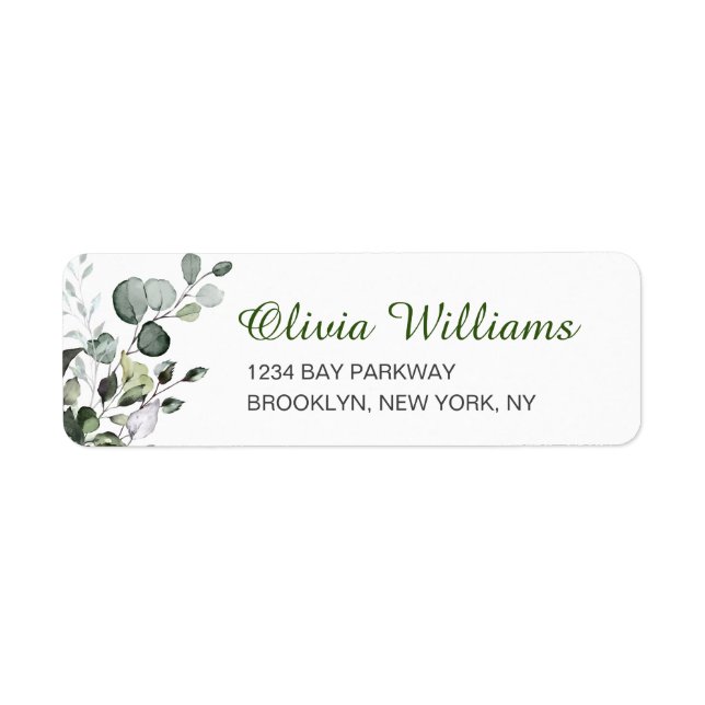 Watercolor Eucalyptus Greenery  Elegant Chic (Front)