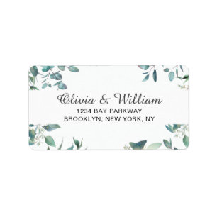 Watercolor Eucalyptus Greenery  Elegant Chic Label