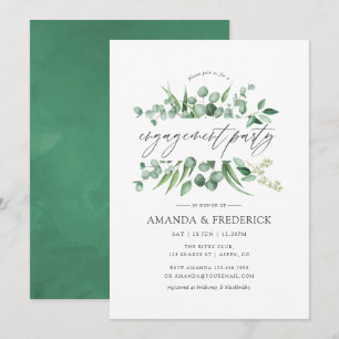 Watercolor Eucalyptus Greenery Engagement Party Invitation