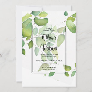 Watercolor eucalyptus greenery foliage wedding invitation