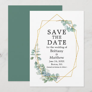 Watercolor Eucalyptus Greenery Geo Frame Save The Date