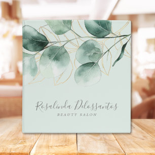 Watercolor Eucalyptus Greenery Gold Foliage Binder
