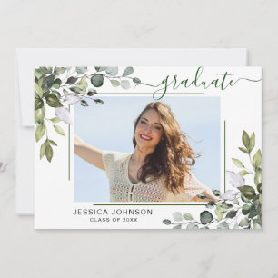 Watercolor Eucalyptus Greenery Graduation Party Invitation