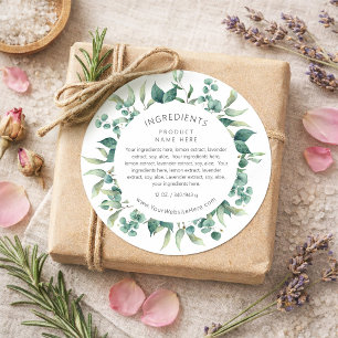 Watercolor Eucalyptus Greenery Ingredients Label