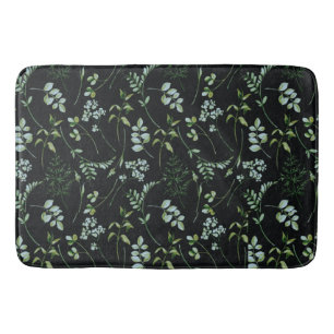 Watercolor Eucalyptus Greenery Leaves Bath Mat