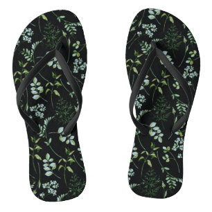 Watercolor Eucalyptus Greenery Leaves Flip Flops