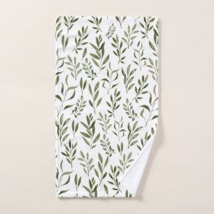 Watercolor Eucalyptus Greenery Leaves Pattern Hand Towel