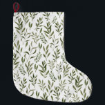 Watercolor Eucalyptus Greenery Leaves Pattern  Large Christmas Stocking<br><div class="desc">Watercolor eucalyptus greenery leaves pattern</div>