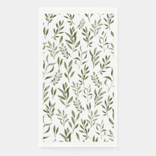 Watercolor Eucalyptus Greenery Leaves Pattern  Napkin