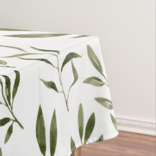 Watercolor Eucalyptus Greenery Leaves Pattern  Tablecloth